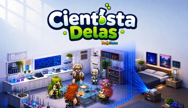 Arte oficial da experiência Cientista Delas do ProjeVerse