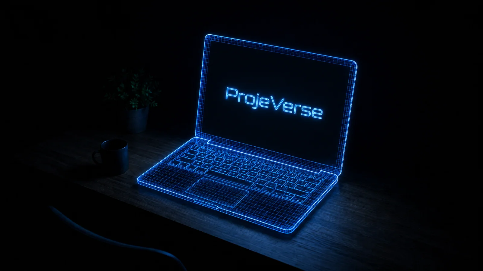 Ilustração de um computador executando o ProjeVerse